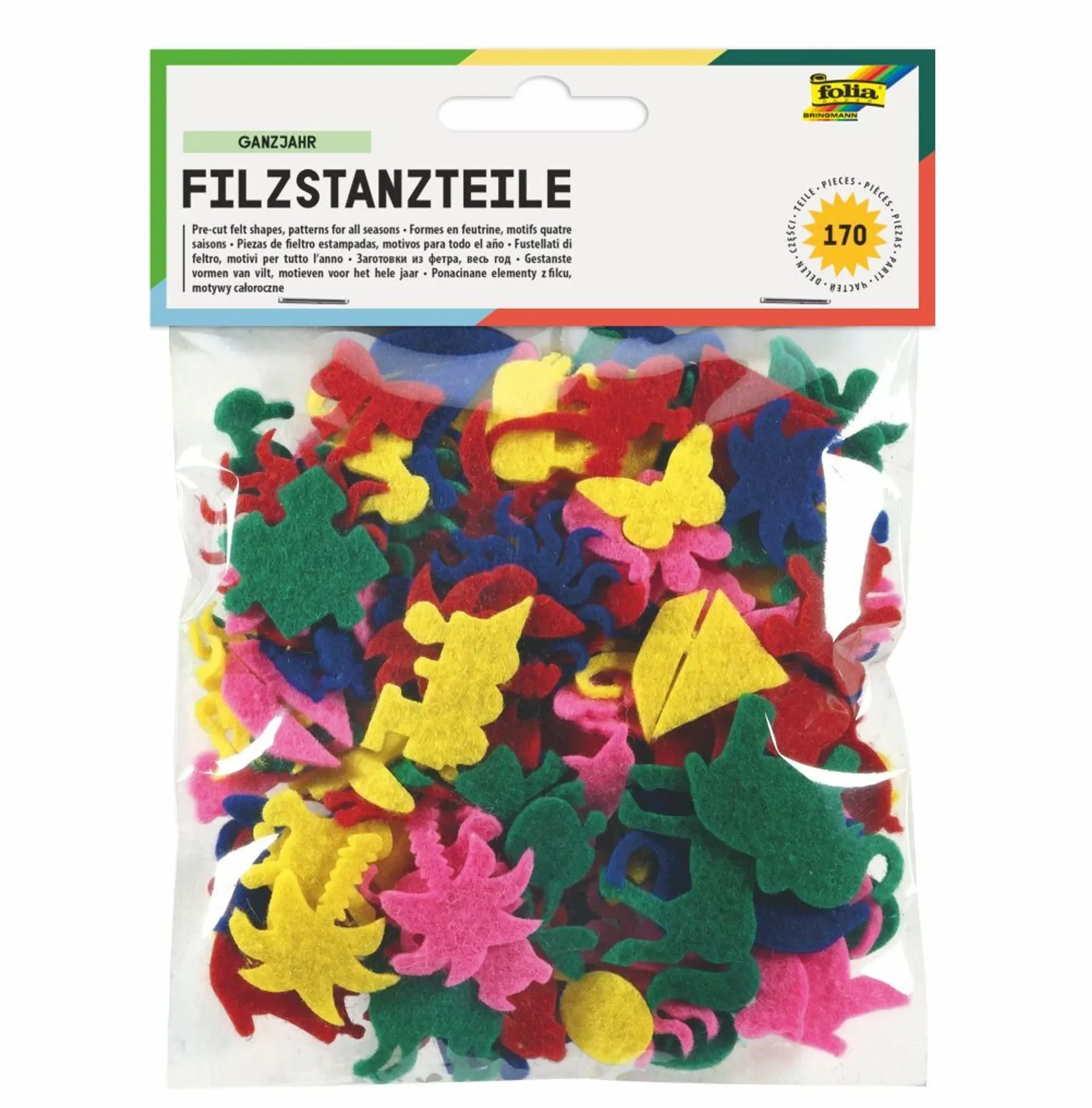 Filzstanzteile „Ganzjahresmotive“ – 170-teiliges Bastelset